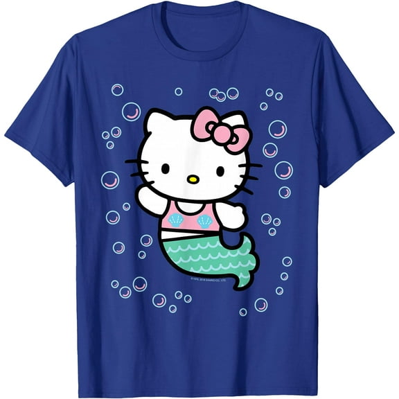 Hello Kitty Mermaid Cute DTG Print Unisex T-Shirt,Royal Blue Color,Size 3T