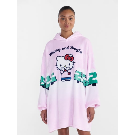 Hello Kitty Merry & Bright Women's Fleece Oversized Hoodie, Sizes XS-3XL