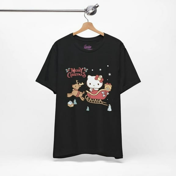 Hello Kitty Merry Christmas Tee - Christmas Sanrio Sweatshirt - Kawaii Cute Tshirt,Black Color,Size XL