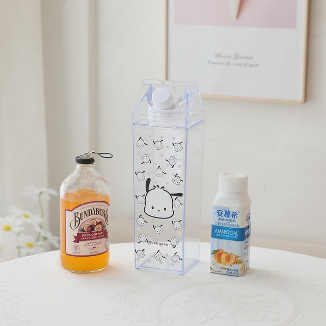 Sanrio Hello Kitty Cinnamoroll Strawberry Plastic Milk Carton – Pink, 16.2 Oz, Collectible Pitcher