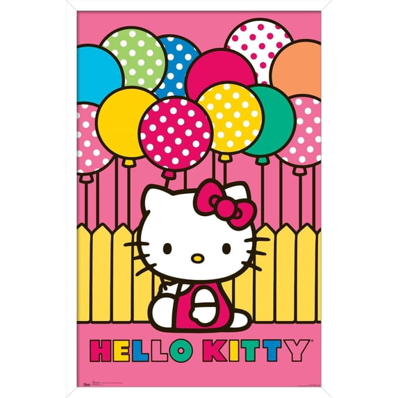 Hello Kitty : 19 Core Balloon Wall Poster, 14.725" x 22.375", Framed