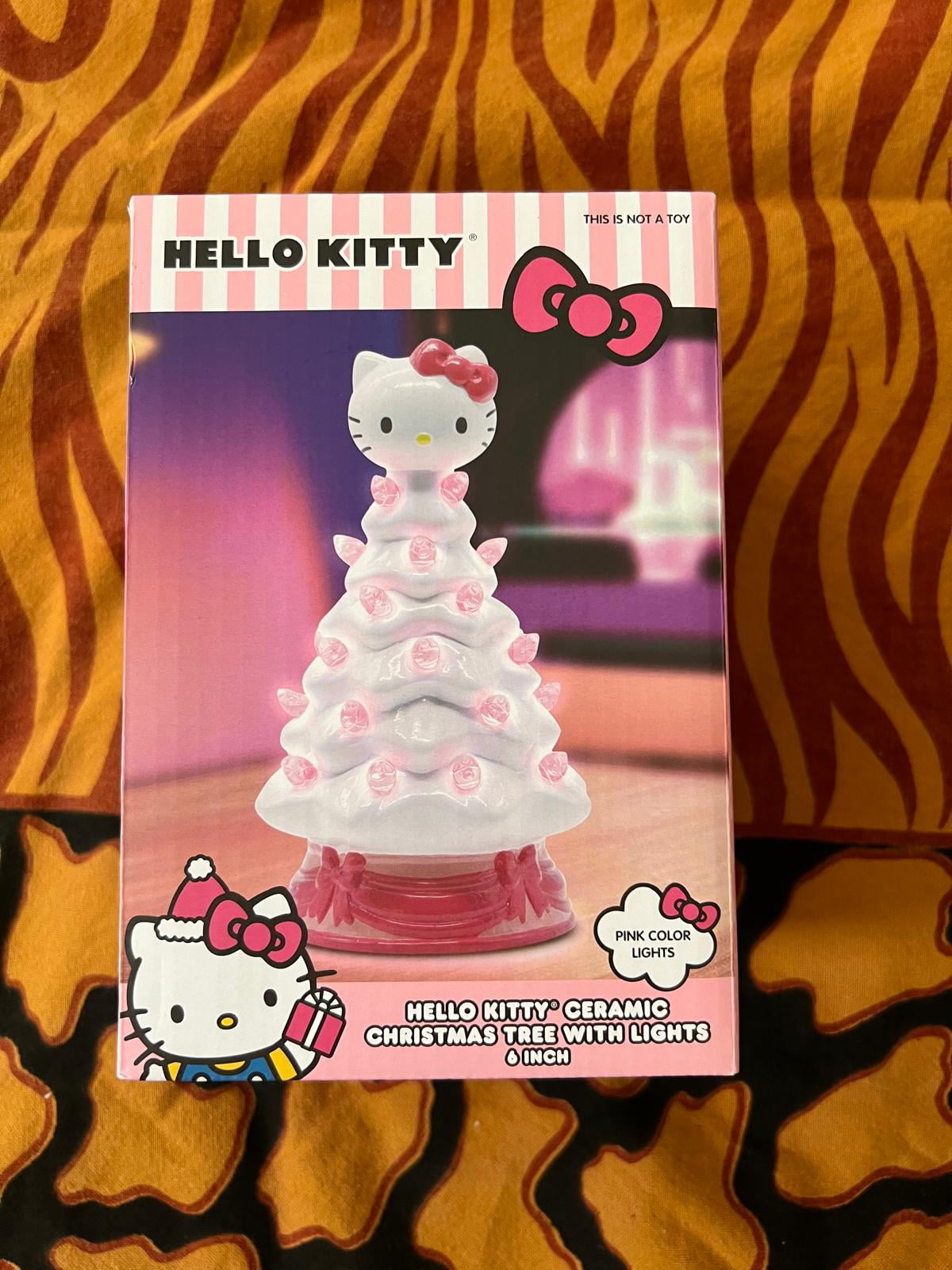 Hello Kitty Mini Ceramic Christmas Tree with white Lights – 6" Tall Holiday Decoration, Ages 6+