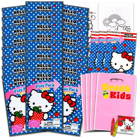 Hello Kitty Mini Party Favors Set for Kids - Bundle with 24 Mini Hello Kitty Grab n Go Play Packs with Coloring Pages, Stickers and More (Hello Kitty Birthday Party Supplies)