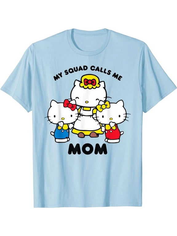 Hello Kitty Mom Squad T-Shirt Cute Gift For Mother, Light Blue Color, Size S