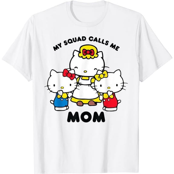 Hello Kitty Mom Squad T-Shirt Cute Gift For Mother, White Color, Size M