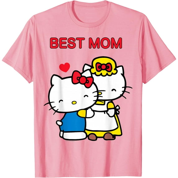 Hello Kitty Mother's Day Best Mom DTG Print Unisex T-Shirt,Light Pink Color,Size 4XL