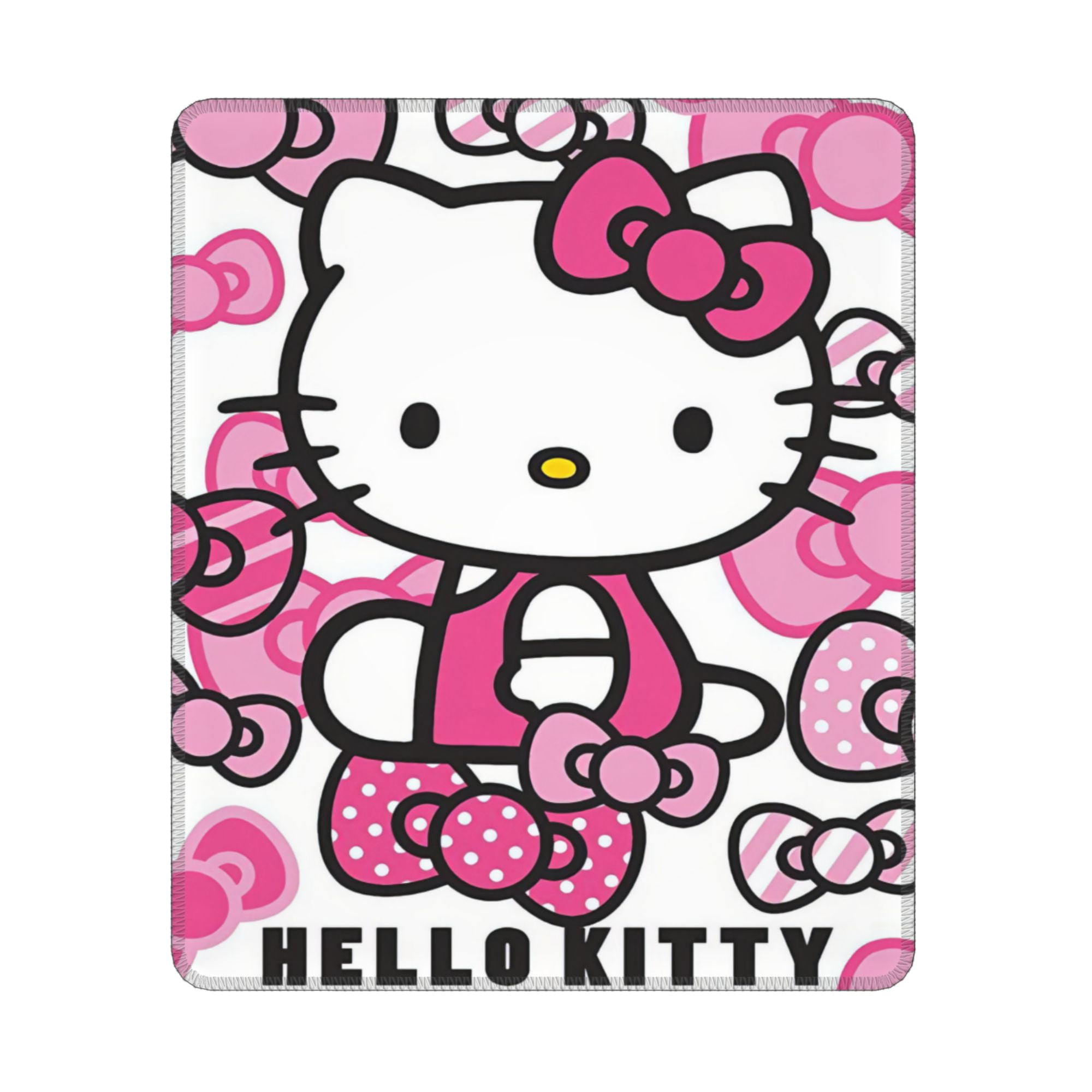 Hello Kitty Mouse Pad, Square AntiSlip Rubber Gaming Mousepad with Stitched Edge, Cute Office