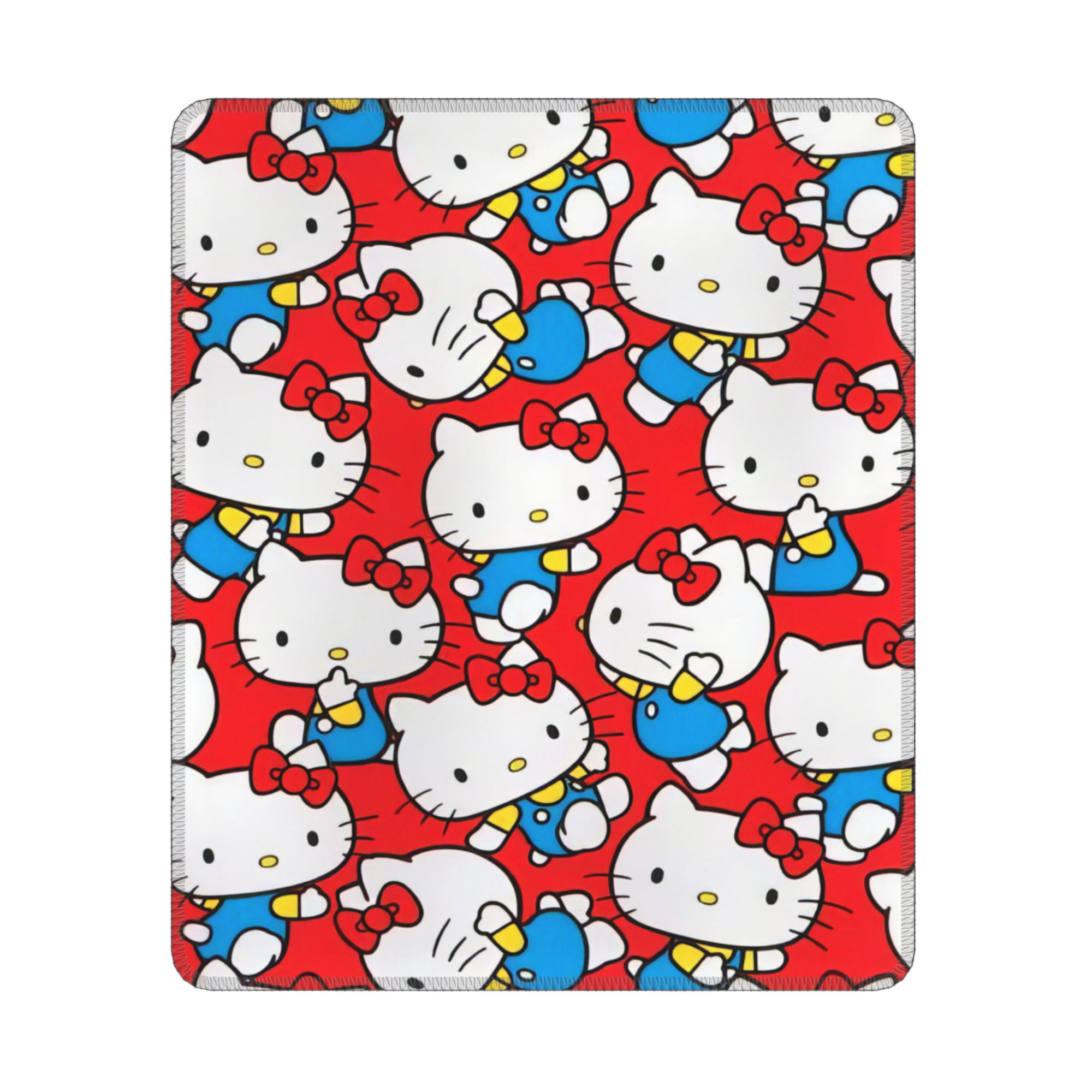 Hello Kitty Mouse Pad, Square AntiSlip Rubber Gaming Mousepad with Stitched Edge, Cute Office