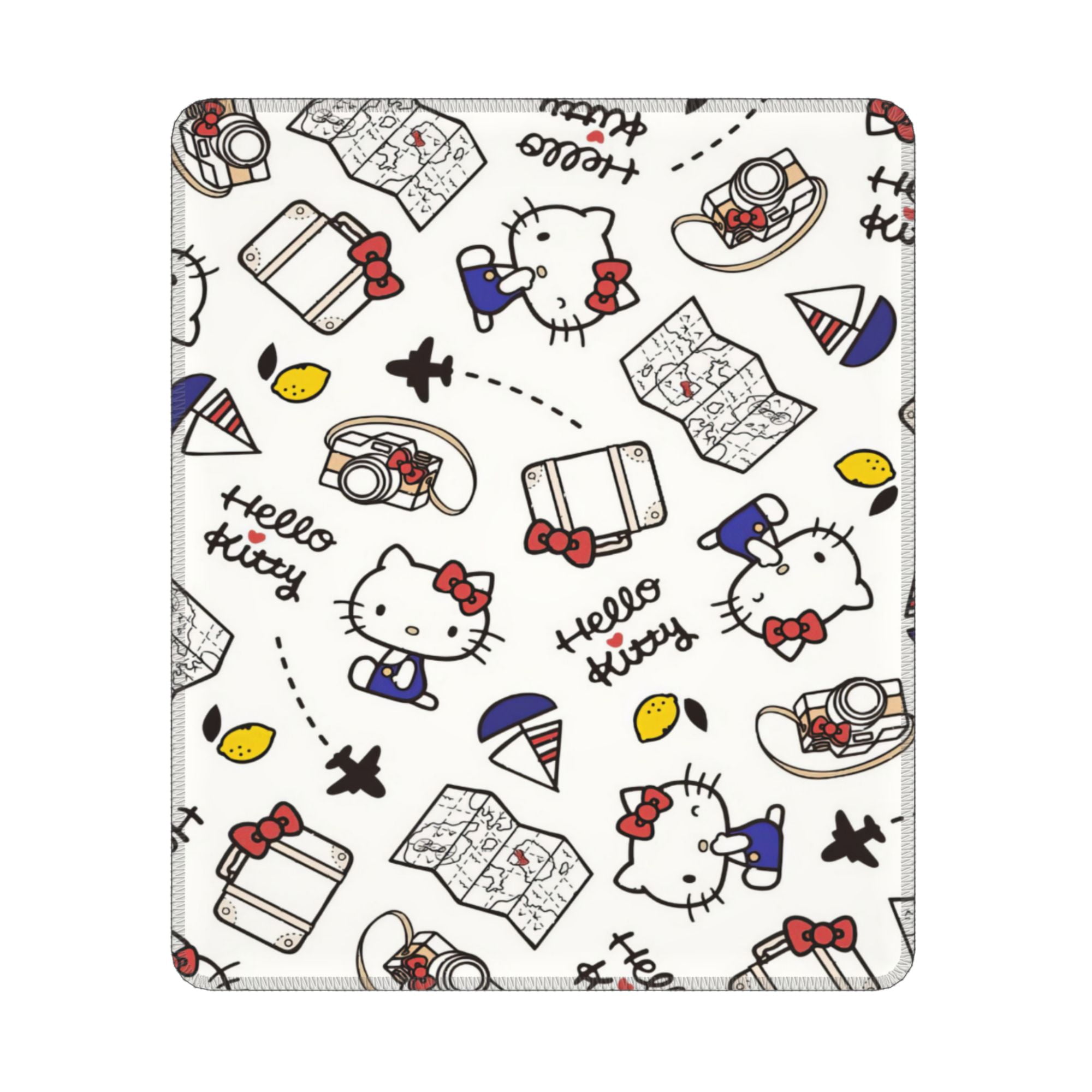 Hello Kitty Mouse Pad, Square AntiSlip Rubber Gaming Mousepad with Stitched Edge, Cute Office