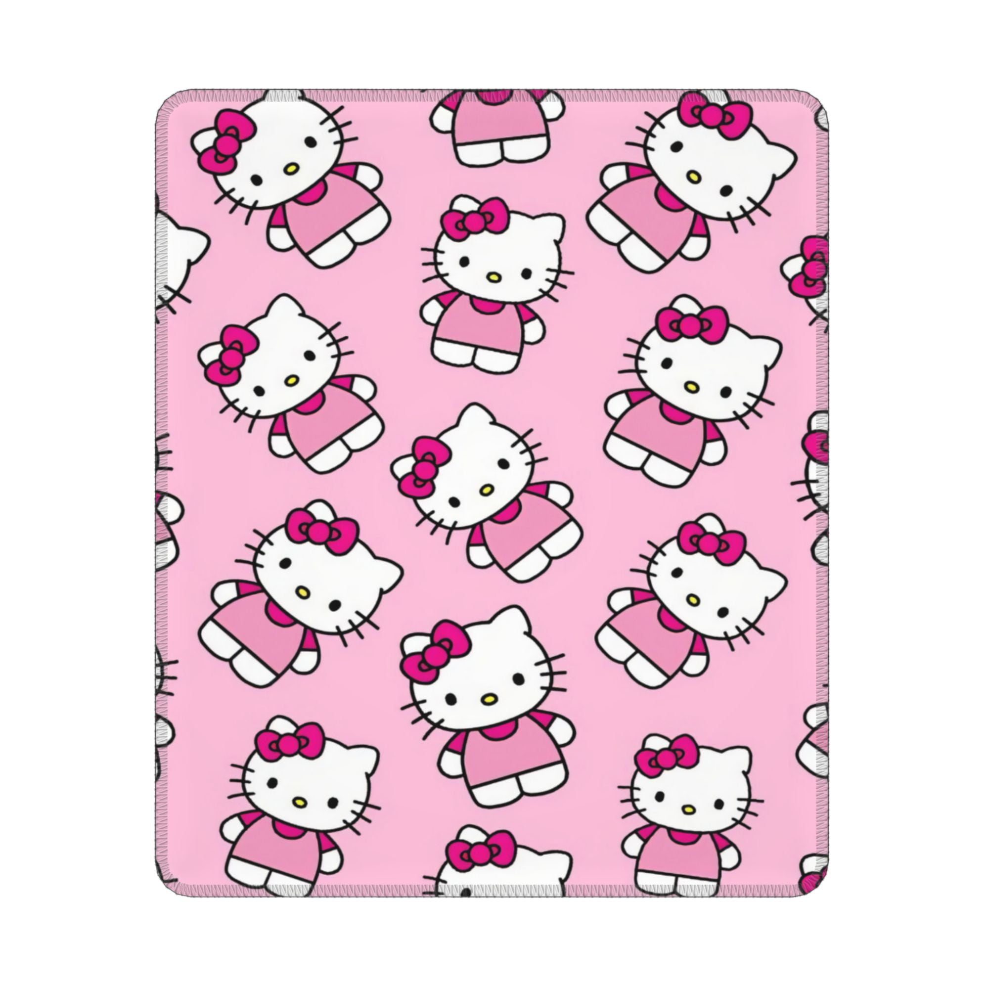Hello Kitty Mouse Pad, Square AntiSlip Rubber Gaming Mousepad with Stitched Edge, Cute Office