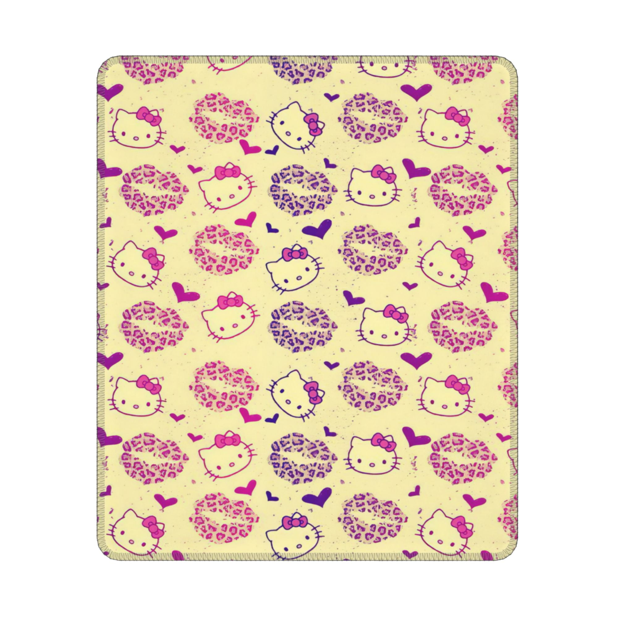 Hello Kitty Mouse Pad, Square AntiSlip Rubber Gaming Mousepad with Stitched Edge, Cute Office