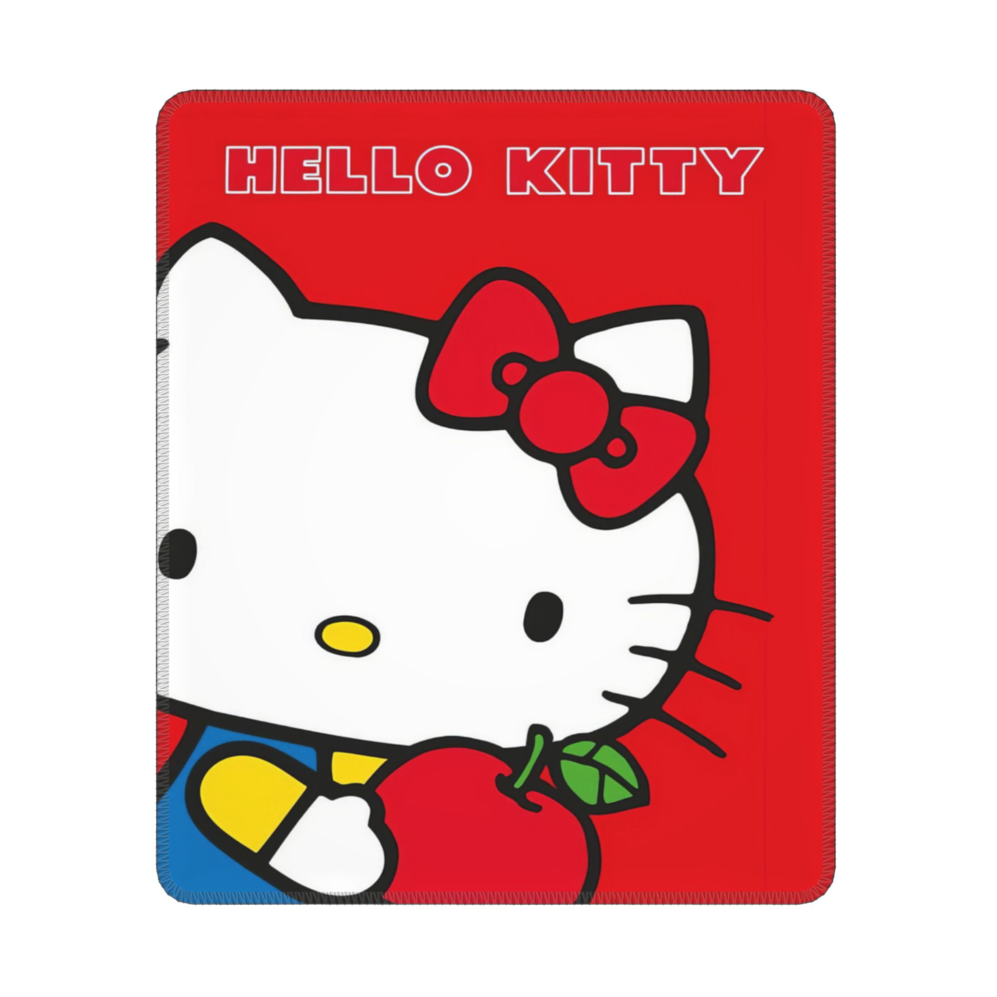 Hello Kitty Mouse Pad, Square AntiSlip Rubber Gaming Mousepad with Stitched Edge, Cute Office