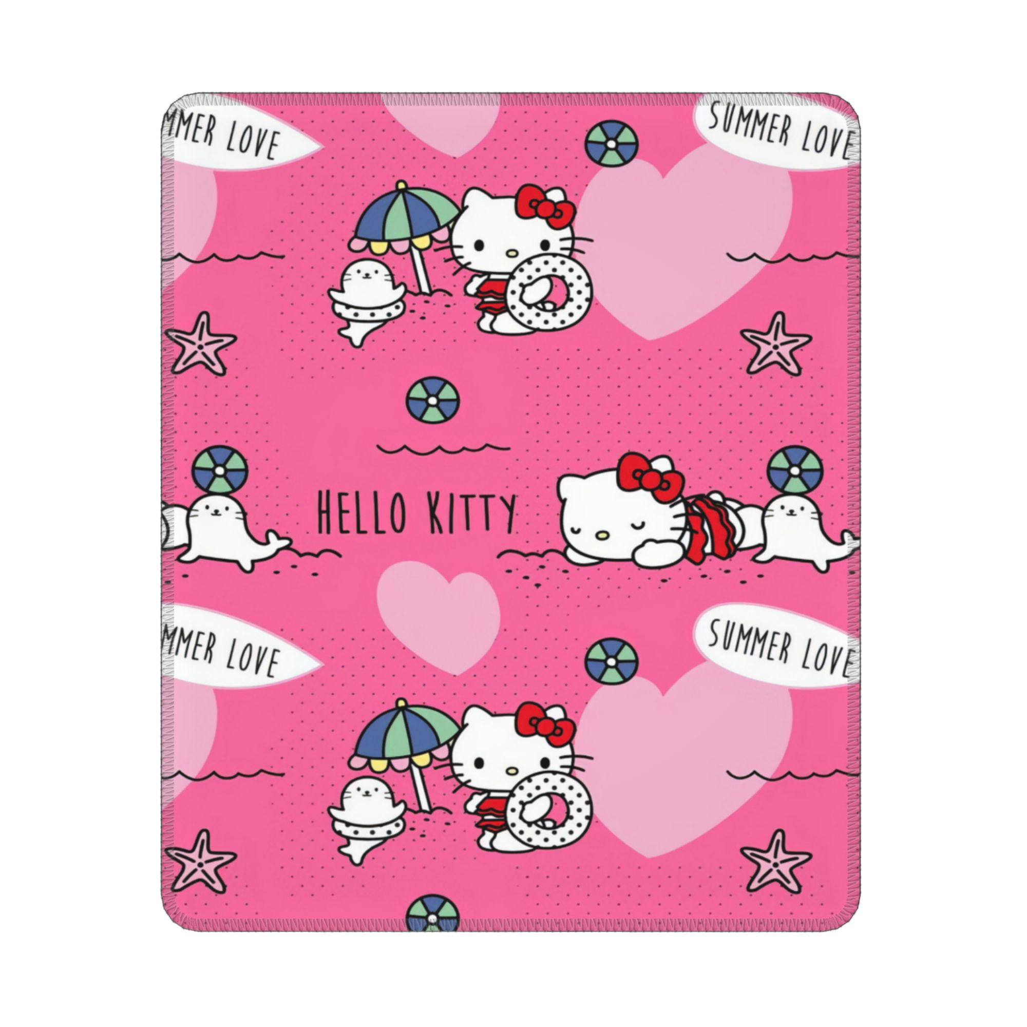 Hello Kitty Mouse Pad, Square AntiSlip Rubber Gaming Mousepad with Stitched Edge, Cute Office