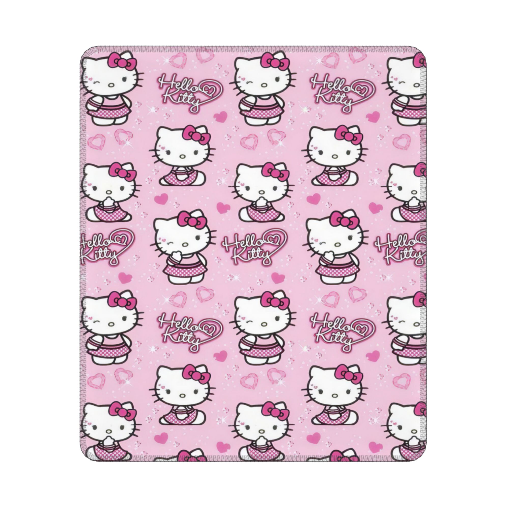 Hello Kitty Mouse Pad, Square AntiSlip Rubber Gaming Mousepad with Stitched Edge, Cute Office