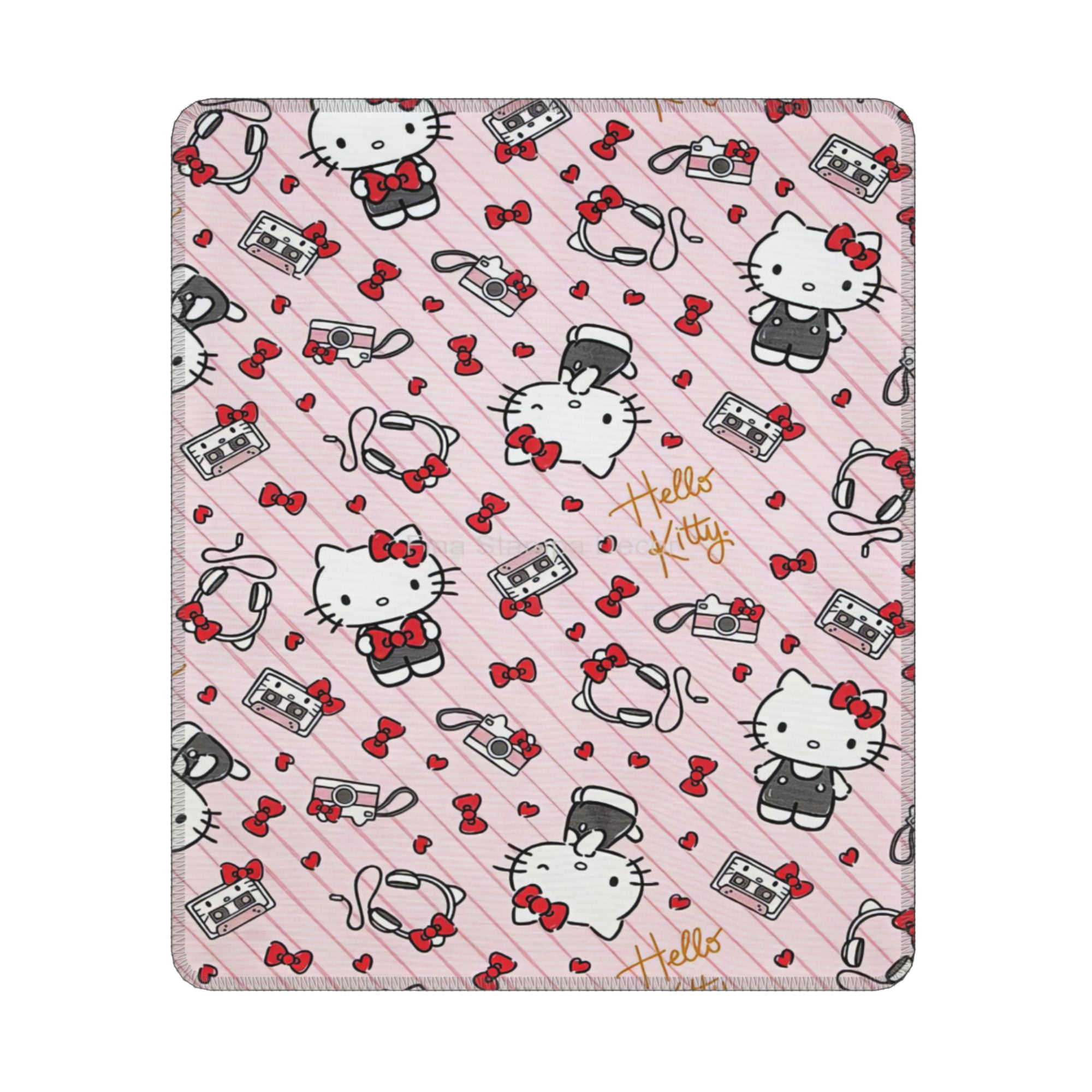 Hello Kitty Mouse Pad, Square AntiSlip Rubber Gaming Mousepad with Stitched Edge, Cute Office