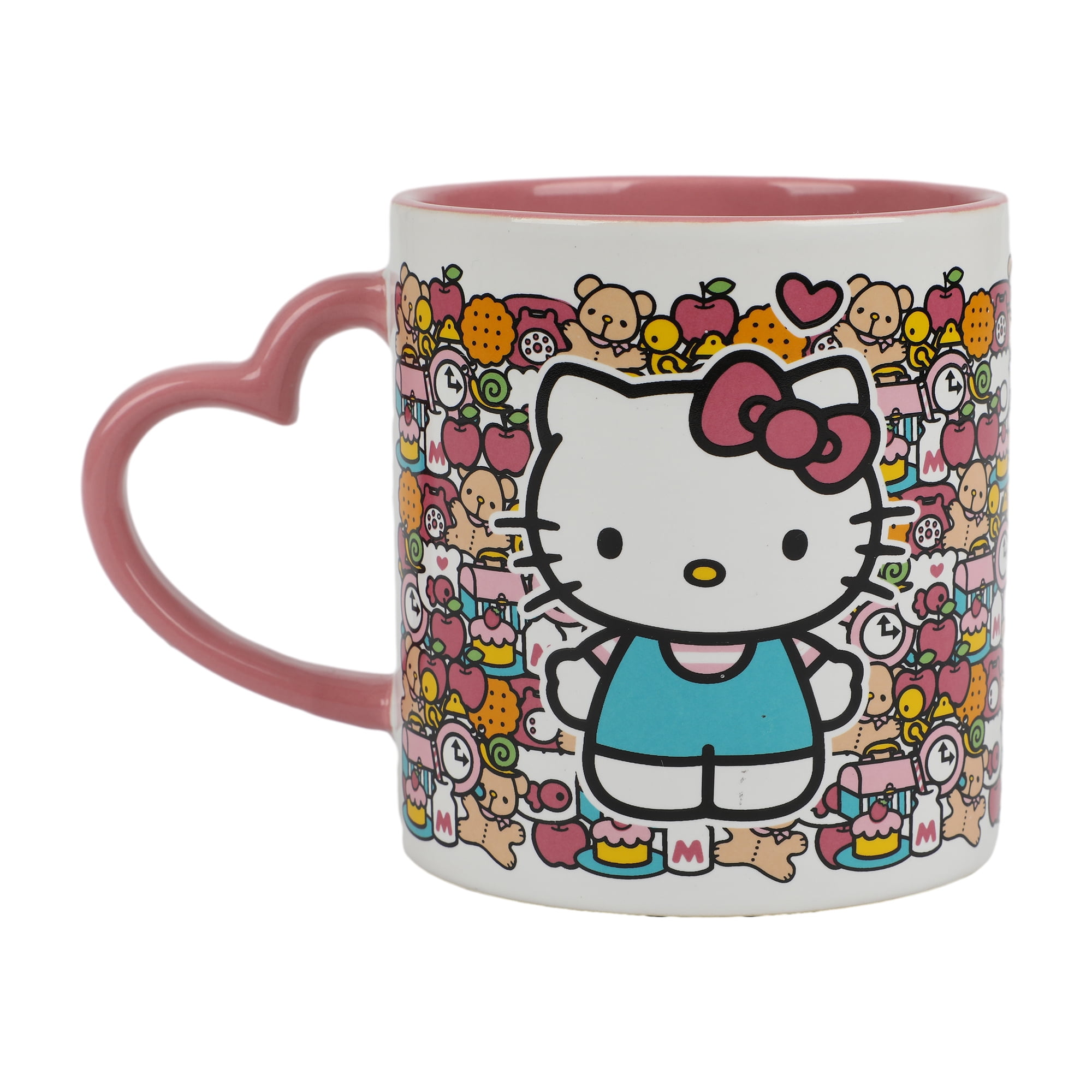 Hello Kitty Mug with Pink Heart Shaped Handle 16oz Ceramic Mug