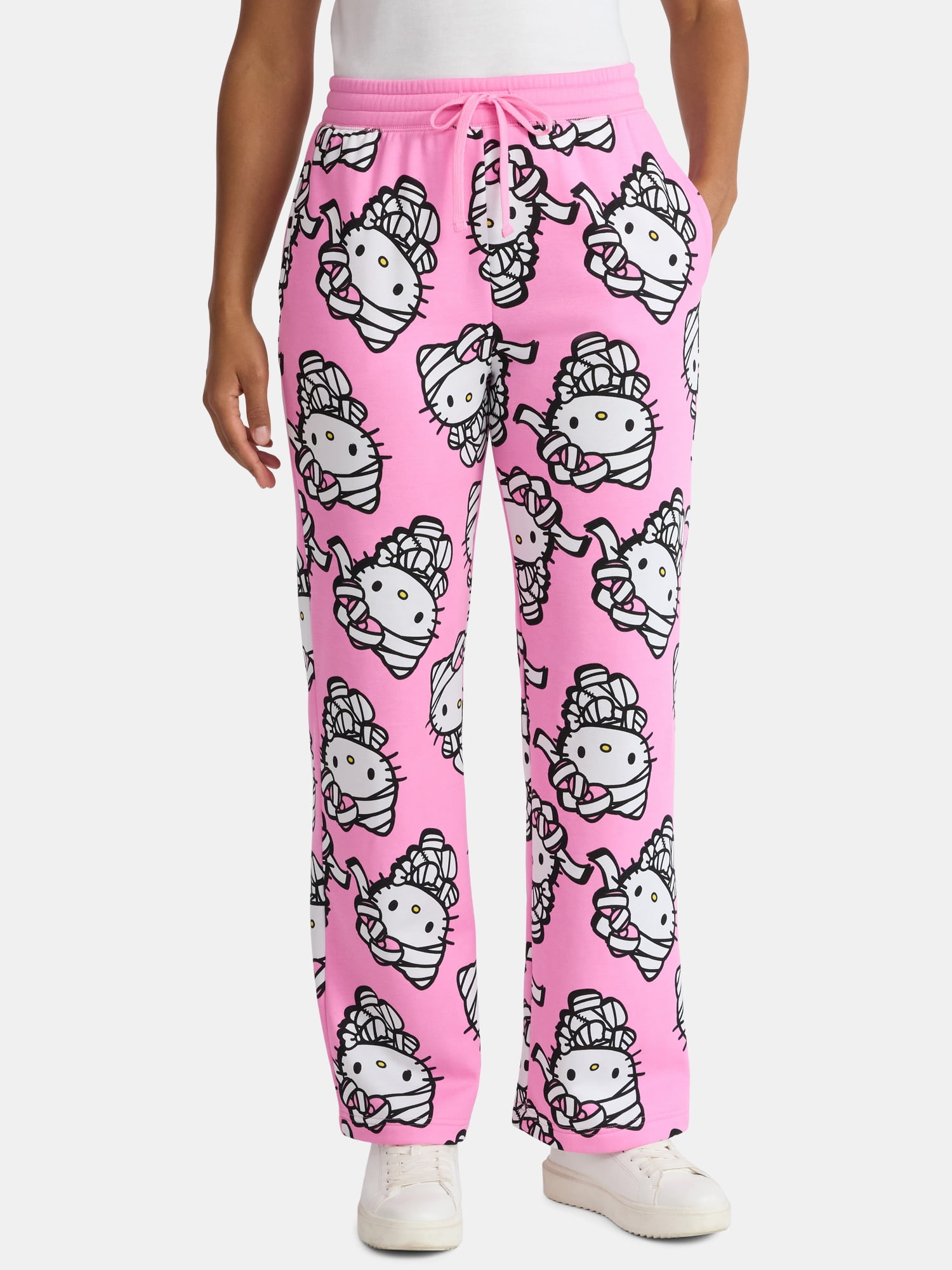 Hello Kitty Women's Halloween Mummy Print Fleece Jogger Pants