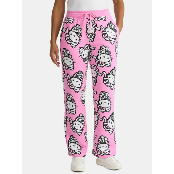 Hello Kitty Women's Halloween Mummy Print Fleece Jogger Pants, Sizes XXS-XXL