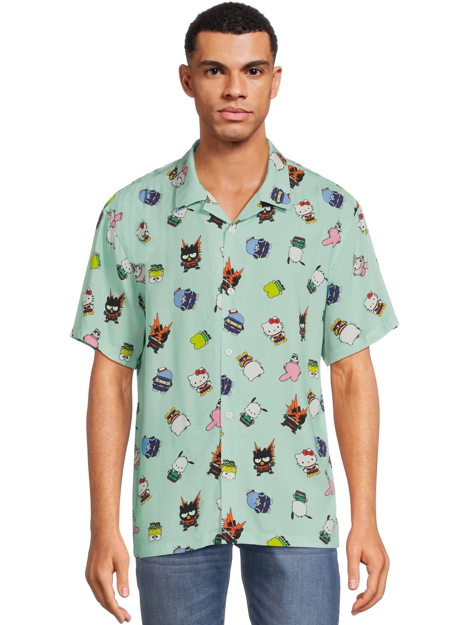 Hello Kitty + My Hero Academia Men's & Big Men's Woven Shirt, Sizes S-3XL
