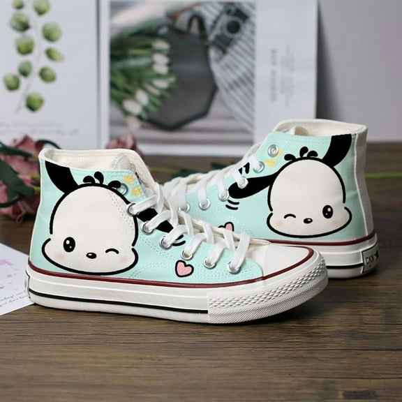 Hello Kitty My Melody Cinnamoroll Canvas Shoes Y2K Cartoon High-Top Sneakers Versatile Casual Shoes Xmas Gift