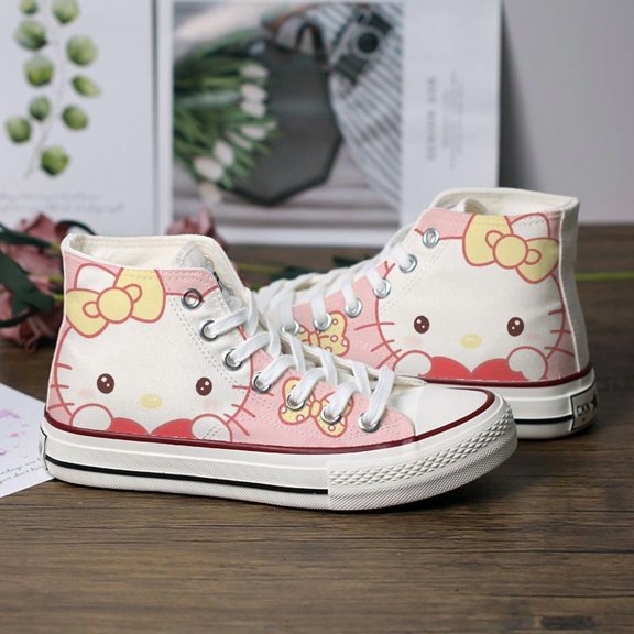 Hello Kitty My Melody Cinnamoroll Canvas Shoes Y2K Cartoon High-Top Sneakers Versatile Casual Shoes Xmas Gift