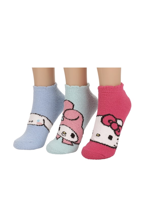 Hello Kitty My Melody Hello Kitty My Melody And Cinnamoroll Womens Cozy Ankle Socks 3 Pack