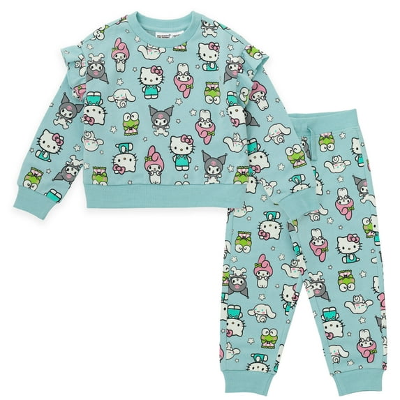Hello Kitty My Melody Keroppi Kuromi Fleece Pullover Sweatshirt and Jogger Pants Outfit Set Toddler to Big Kid