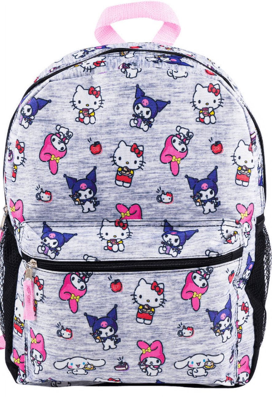 Hello Kitty My Melody, Kuromi, All-over Print Large 16 inches School Backpack - Perfect for Bookbag for All Ages