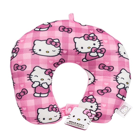 Hello Kitty 13'' Neck Pillow, Soft U-Shaped Plush Travel Cushion for Kids. Lightweight Neck Support for Cars, Planes, Sleep & Travel Comfort