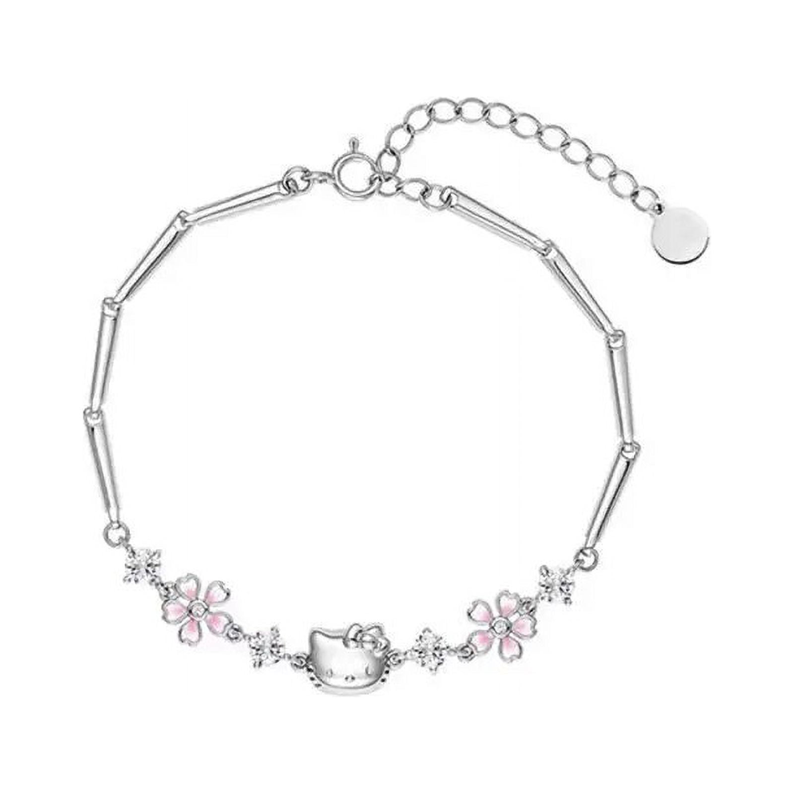 Hello Kitty Necklace Sanrio Anime Character Pink Peach Heart Crystal