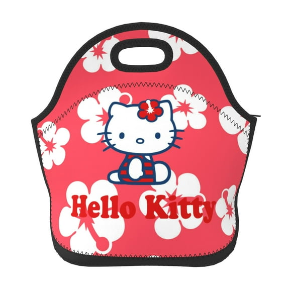 Hello Kitty Neoprene Lunch Bag, Insulated Lunch Bag for Women Men Lunch Box Container Bag Reusable Lunch Tote Bag for Office, Work, Beach, Travel, Picnic