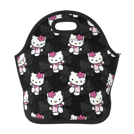 Hello Kitty Neoprene Lunch Bag, Insulated Lunch Bag for Women Men Lunch Box Container Bag Reusable Lunch Tote Bag for Office, Work, Beach, Travel, Picnic
