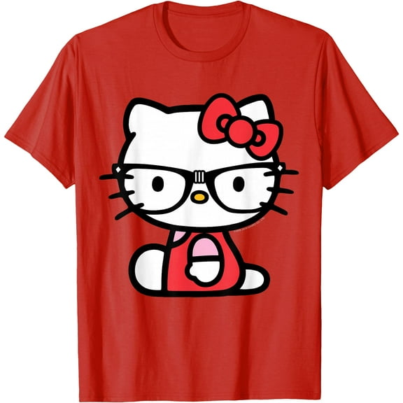 Hello Kitty Nerd Glasses DTG Print Unisex T-Shirt