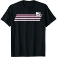 thumbnail image 1 of Hello Kitty Nerd Glasses Retro Stripe DTG Print Unisex T-Shirt,Black Color,Size 3XL, 1 of 5