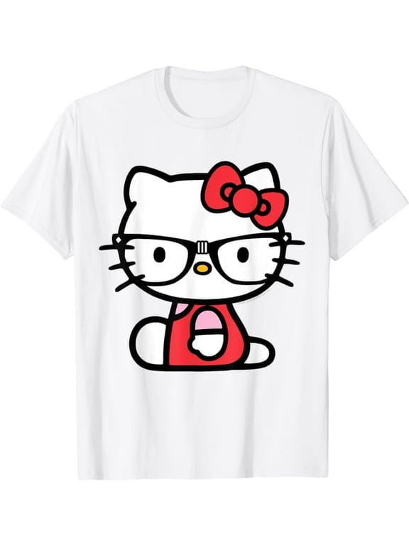 Hello Kitty Nerd Glasses T-Shirt, White Color, Size M