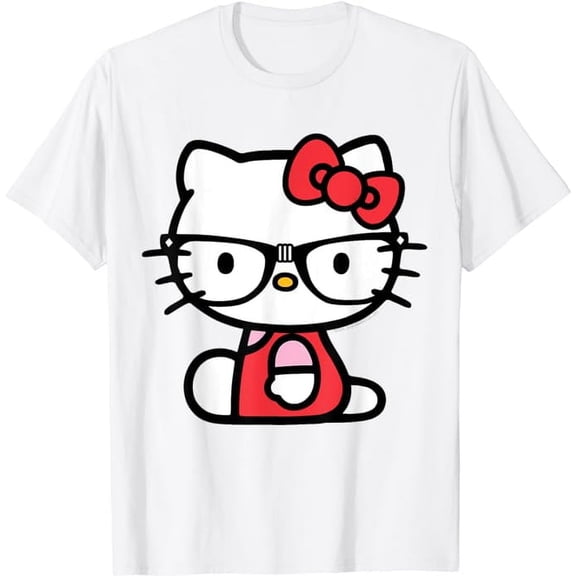Hello Kitty Nerd Glasses T-Shirt, White Color, Size XL