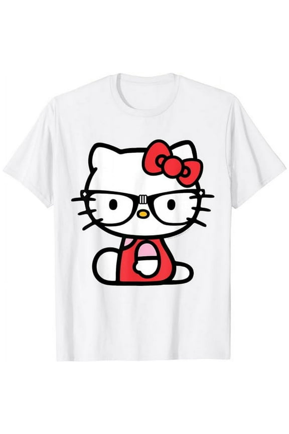 Hello Kitty Nerd Glasses T-Shirt,White Color,Size XL