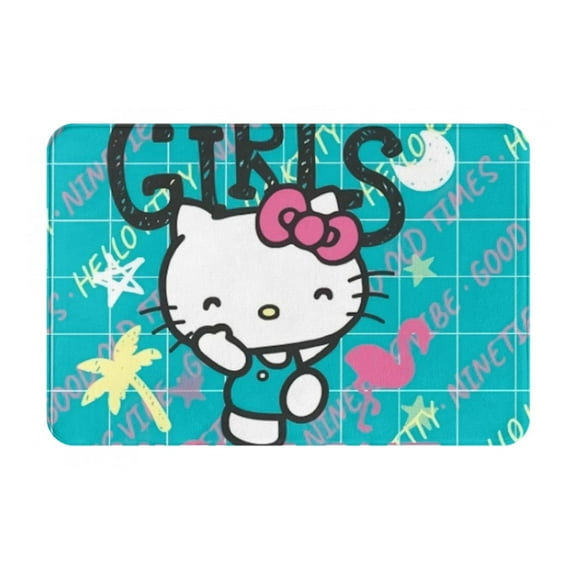 Hello Kitty Night Out Bath mats for Bathroom Non Slip,Fluffy Absorbent Microfiber Bath mat Washable,Aesthetic Bathroom Rugs,Cute Bath mat for Shower Sink,24" x 16"