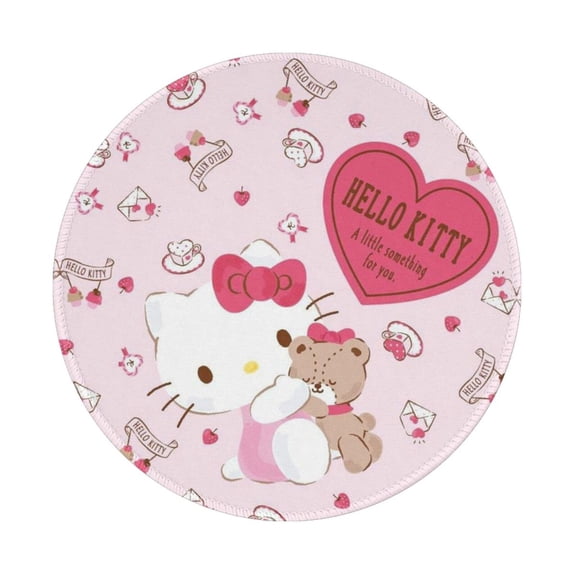 Hello Kitty Non-Slip Rubber Base Mouse Mat 8 Inch Round Mouse Pad With Stitched Edge For Working And Gaming 1