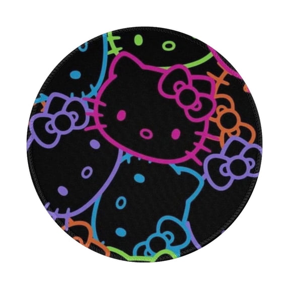 Hello Kitty Non-Slip Rubber Base Mouse Mat 8 Inch Round Mouse Pad With Stitched Edge For Working And Gaming 1