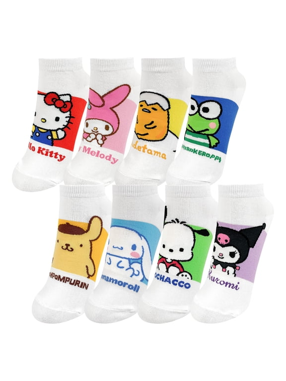 Official Licensed Women's Ankle, Cute Character Design, 8 pack Set Collection