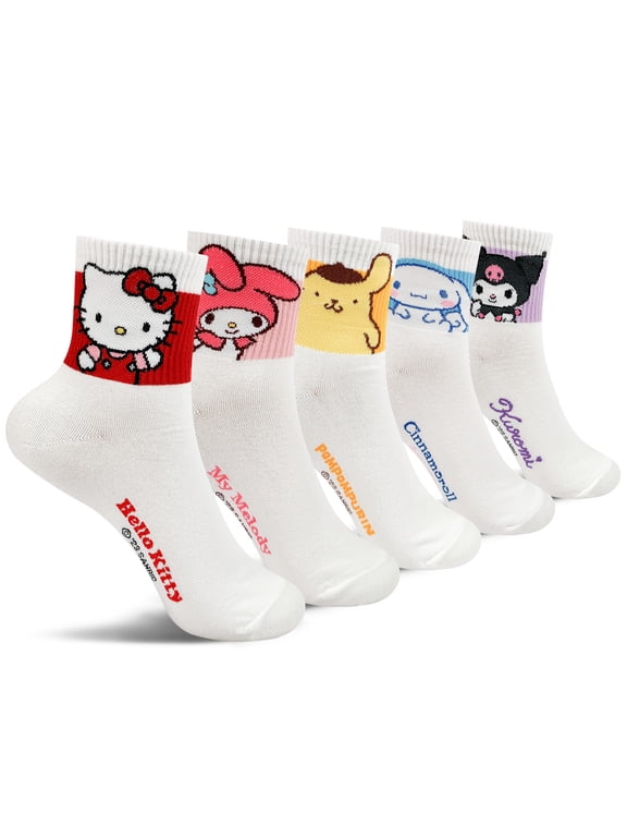 Official Licensed Women's Ankle Socks, Cute Character Design, 5 pack Set Collection