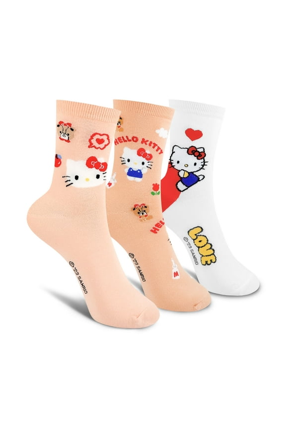 Official Licensed Women's Crew Socks, Cute Character Design, 3 pack Set