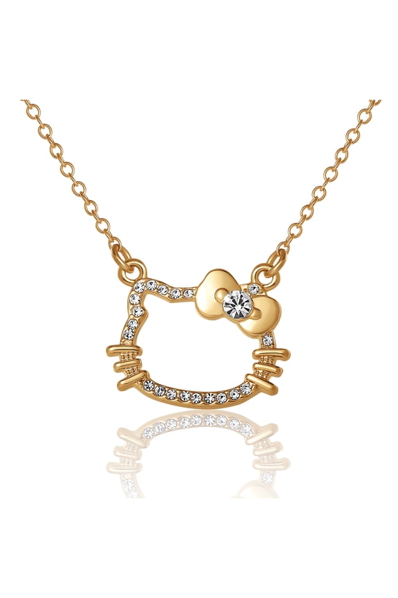 Outline Pendant Necklace with Chain in Gold Tone