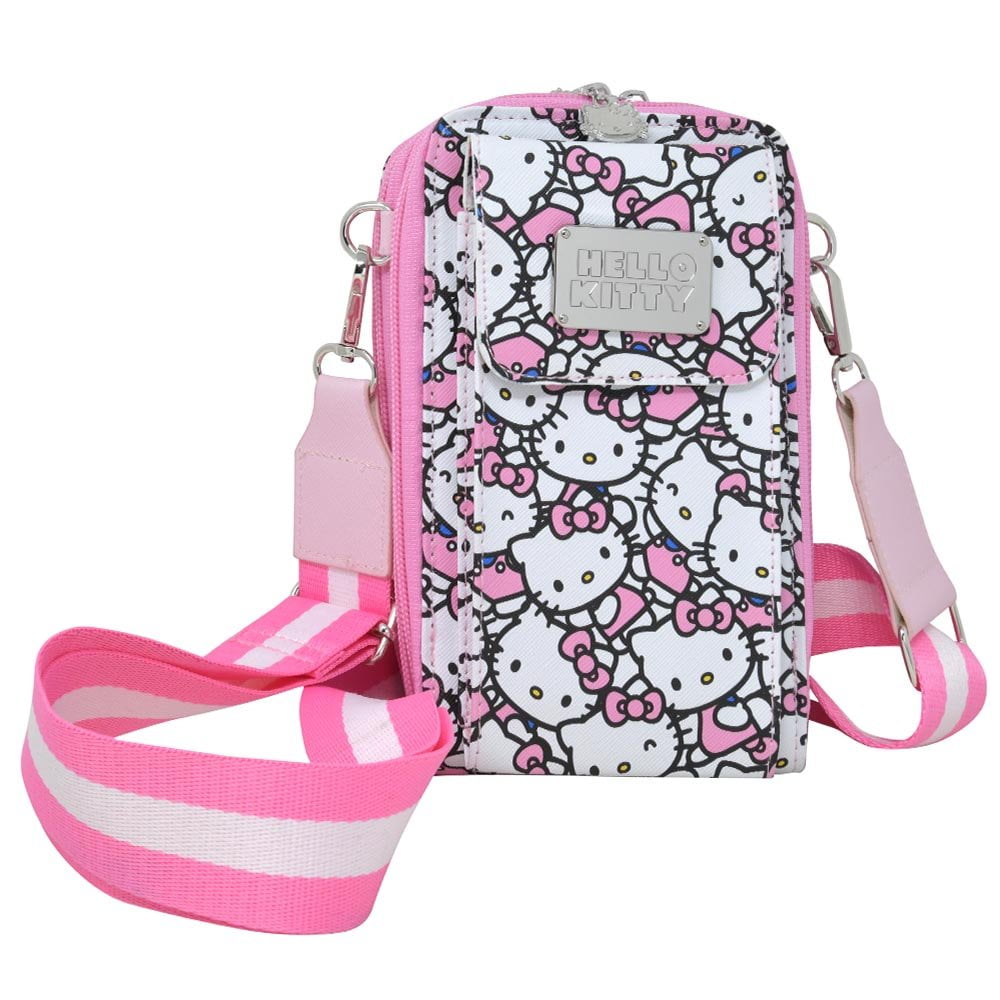 Hello Kitty PU Double Zipper Wallet Crossbody with Wide Strap