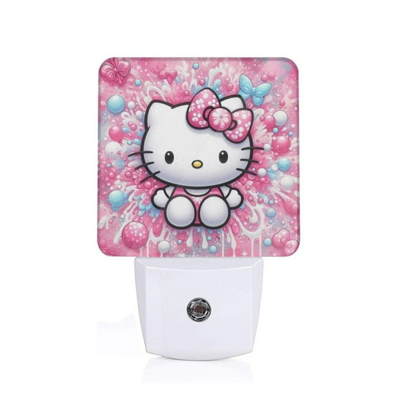 Hello Kitty Painting LED Night Light with Dusk to Dawn Sensor for Bedroom,Bathroom,Hallway,Stairways,Plug-in LED Night Light Lamp,0.5W-1 PCS