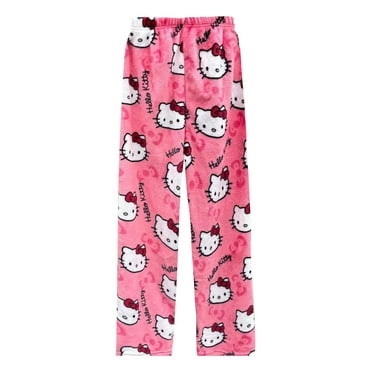 Hello Kitty Pajama Pants Cat All Over Print Flannel Sleep Pajamas Pants Christmas Home Pants,M