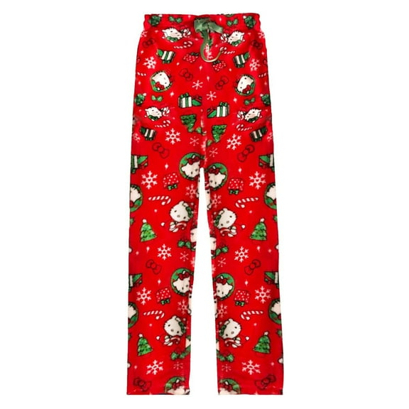 Hello Kitty Pajama Pants Cat All Over Print Flannel Sleep Pajamas Pants Christmas Home Pants,M