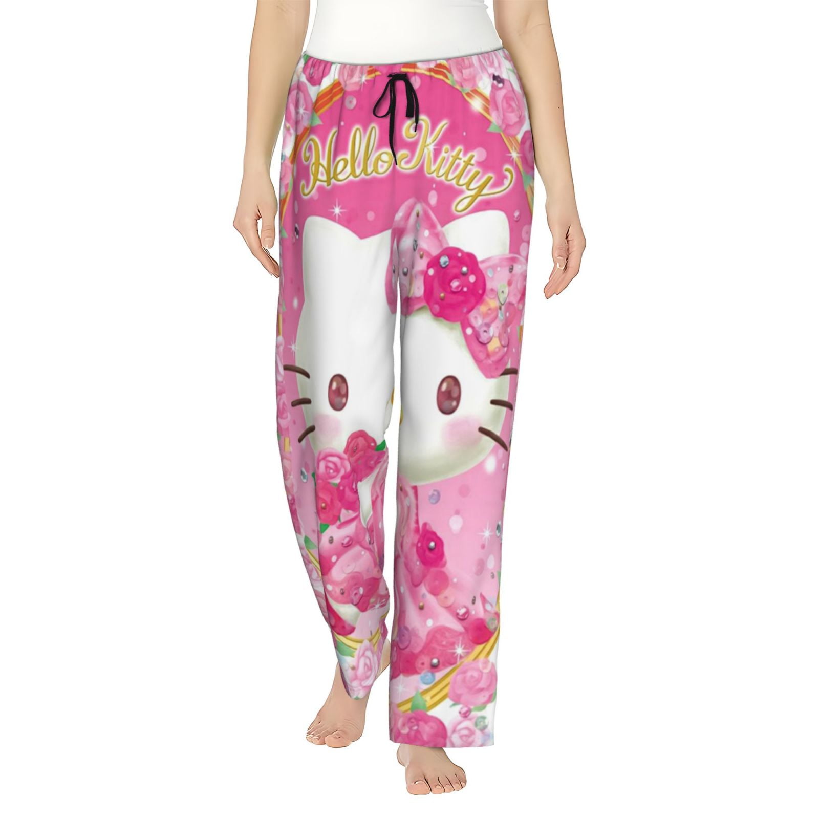 Hello Kitty Pajama Pants for Women Cartoon Pajama Pants All Over Print Pajamas With Pocket ...