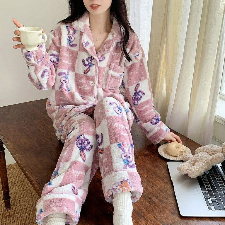 Anime Sanrio Hello Kitty Pajama Pants Coral Pajamas Women's Cute